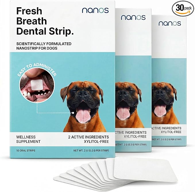 Dog Dental Strips – 30-Pack Dog Breath Freshener | Dissolves in Seconds | Teeth Cleaning Strip | Pet Oral Care Mint Strips