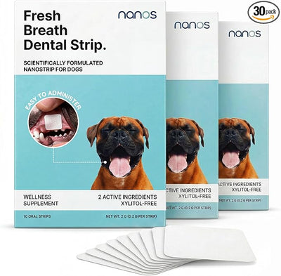 Dog Dental Strips – 30-Pack Dog Breath Freshener | Dissolves in Seconds | Teeth Cleaning Strip | Pet Oral Care Mint Strips