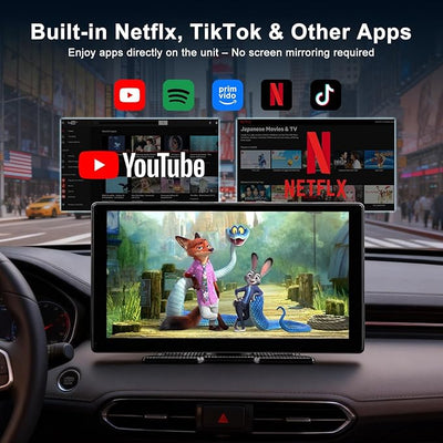 9" Upgraded Wireless Carplay Screen For Car, Built-in Apps Net-flix Youtube Tiktok, Portable AI Magic Box For Apple Car Play & Android Auto Screen With HD Backup Camera, Voice Assistant , OTA Updates