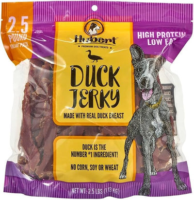 Hubert Pet Duck Jerky Dog Treats, Grain Free, High Protein, Low Fat, 2.5 lb