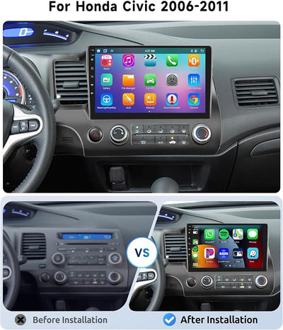 [8 CORE 6G+128G] Car Stereo for Honda Civic 2006-2011 with Wireless Carplay/Android Auto, 10.1 Inch Android 15 IPS Touch Screen Car Radio, Bluetooth, GPS, 5G WiFi, SWC, DSP+Backup Camera