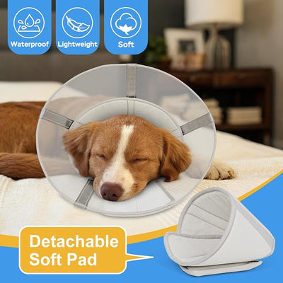 Dog Cone Collar to Stop Licking, Soft Mesh Recovery Collar After Surgery with Liner, Elizabeth Cone Alternative for Medium and Large Dogs, for Surgery, Spay, Neuter, Wound Care,S,Apricot