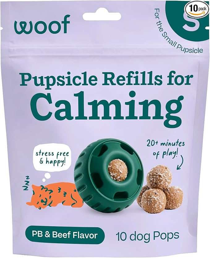 WOOF Pupsicle Refill Pops for Calming - Long-Lasting Refills for the Pupsicle Toy to Promote Calm - Calming Dog Treats - Magnesium for Dogs- Small Pops - 10 Count