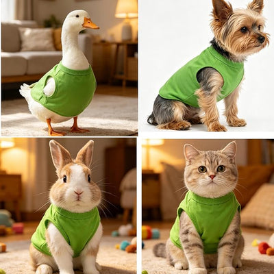 Green Dog Shirts Blank Puppy Outfit Cotton Small Animal Clothes Chihuahua Teddy Yorkie Apparel (Neck Girth 10.24'')