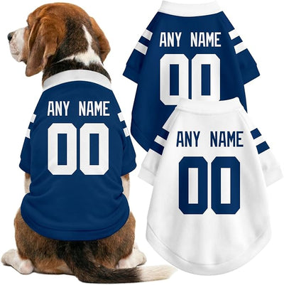 Indianapolis Dog Clothes Jersey Style Personalized Pet T Shirt with Custom Name Number for Small Medium Large Dogs