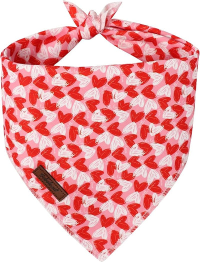 Valentines Dog Bandana - Soft Couple Heart Dog Neck Scarf, Cute Pet Bib for Puppy Kitten, Valentine Photo Dogs Cats Prop for Daily Use Parties & Pet Photography S