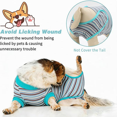 2 Packs Breathable Cotton Dog Recovery Suit for After Neuter Spay Abdominal Wounds Protector, Professional Anti-Licking Onesies for Male Female Pets Surgery Bandages, S Textured Bule Purple