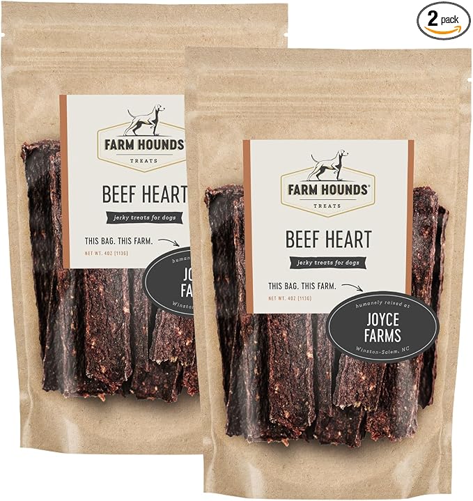 Farm Hounds - Beef Heart - Premium Natural Beef Heart Jerky for Dogs - Made from 100% Humanely Raised Cattle - Organ Treat - Great for Training & Treats - No Added Fillers - Made in USA - 4oz -2 Pack