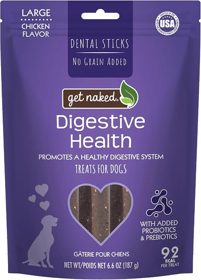 Get Naked Grain Free 1 Pouch 6.6 Oz Digestive Health Dental Chew Sticks, Large