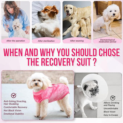 SlowTon Dog Recovery Suit - Surgery Recovery Suit for Female Male Dogs, Dog Onesie After Spay Abdominal Wounds, E-Collar Cone Alternative Prevent Licking Pet Surgical Suit (Pink,L)
