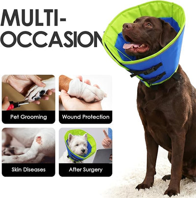 AOFITEE Dog Cone Collar, Adjustable Dog Cones Alternative for Large Dogs After Surgery with Buckle, Pet Cone for Dogs to Stop Licking, Neuter Elizabethan Cones for Wound Healing(Bluegreen,X-Large)