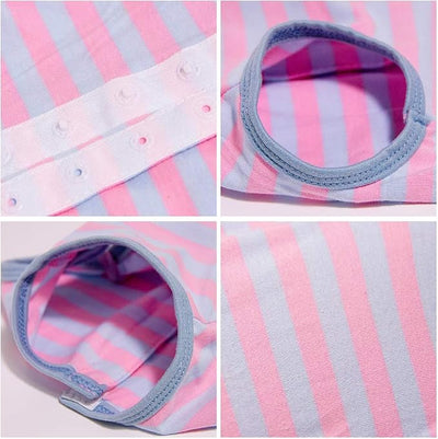 Dog’s Recovery Suit Post Surgery Shirt for Puppy, Wound Protective Clothes for Little Animals(Pink Blue Stripe-XXS)