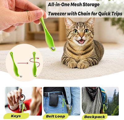 43Pcs Tick Removal Tool Set for Dogs, Cats and Pets, Stainless Steel Tick Tweezers, Tick Puller Hooks, Tick Card, Fine-Tooth Pet Comb, Magnifier and Mesh Storage Bag for Camping Hiking Outdoor Travel