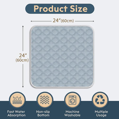 FunFurry Washable Pee Pads for Dogs - Reusable, Waterproof, Super Absorbent with Non-Slip Backing (Light Grey, 24" X 24" - 2 Pack)