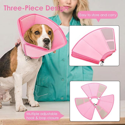 AOFITEE Soft Dog Cone, Adjustable Cones for Dogs After Surgery, Comfy Dog Cone Collar Alternative to Stop Licking, Elizabethan Recovery Collar for Large Dogs(Pink,Large)