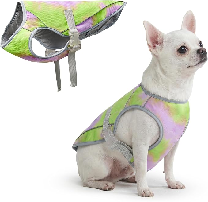 Spark Paws Dog Cooling Vest - SPF 50 UV Sun Protection - Summer Heat Relief Gear for Dogs, Lightweight, Evaporative Cooling - Dog Anxiety Relief Vest During Hot Days - Neon Purple - Size M