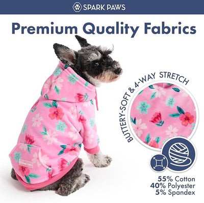 Spark Paws Dog Hoodie – Premium Dog Sweater for Small, Medium, and Large Dogs | Warm Outfits for French Bulldogs, Pitbull, Puppy, Winter Jacket Alternative - Blossom - M