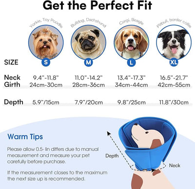 Queennmore Soft Dog Cone for Small Dogs,Adjustable Comfy Dog Cones Collar Alternative for Post-Surgery Wound Healing,Cone for Dogs to Stop Licking,Blue,S