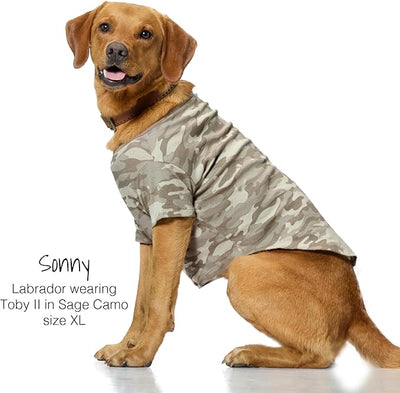 Pet Passion Toby II - The Perfect Tee, 3 Pack Short Sleeve Pet T-Shirt 100% Organic Cotton Tees Clothes for Small, Medium, Large Dogs, Sage Camo, X-Small (5-12 lbs)