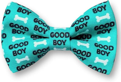 Detachable Dog Bow Tie, Slide-On Pet Bowtie for Collars, Stylish Durable Dog Lover Accessory Small, Medium & Large Dogs (Good Boy, Medium (4in Wide))