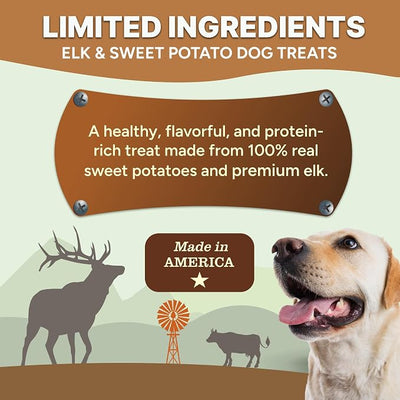 Gaines Family Farmstead Elk & Sweet Potato Fillets for Dogs – 6 oz Natural, High-Protein, Grain-Free, Limited Ingredient Soft Chews for Gut Health and Sensitive Stomachs, Made in USA