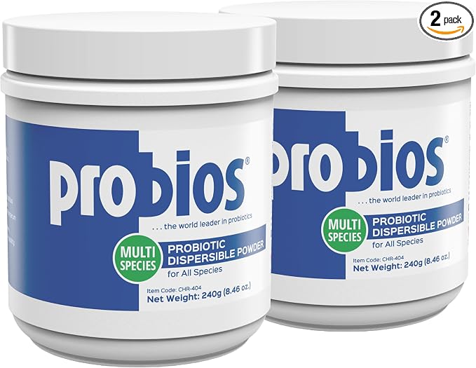 Probios Digestive Support Probiotic for Dogs, Horses, Cats, Gut Health Powder for All Species, Daily Supplement for Digestion Immune Support, 240 Grams (Pack of 2)