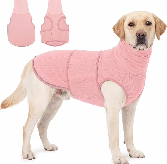 KOESON Soft Dog Anxiety Calming Hoodie with Ear Cover, Breathable Thunder Jacket for Large Dogs, Comfort Dog Anxiety Relief Wrap for Separation, Thunder, Fireworks, Travel, Pink XL