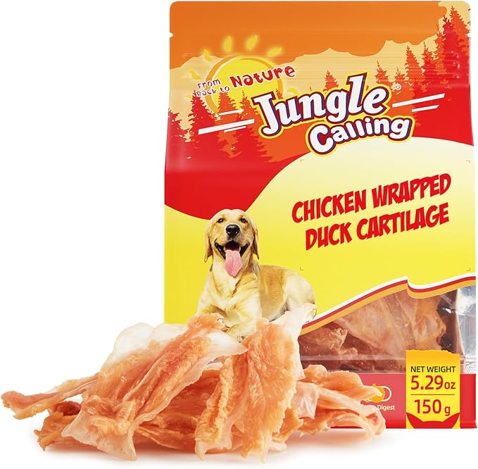 Jungle Calling 21 Count Dog Treats, Chicken Wrapped Bones, Rawhide Free Chews Made with Real Meat and Duck Cartilage, Jerky Dogs Treats Chewy Snacks