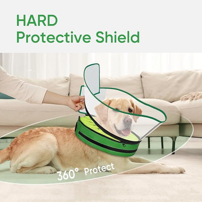 Sponge Dog Cone Collar, Dog Donut Collar After Surgery with Clear Shield, Adjustable Soft Cone for Dogs to Stop Licking-Comfy Cone for Large Medium Small Dogs (Kiwi,S)