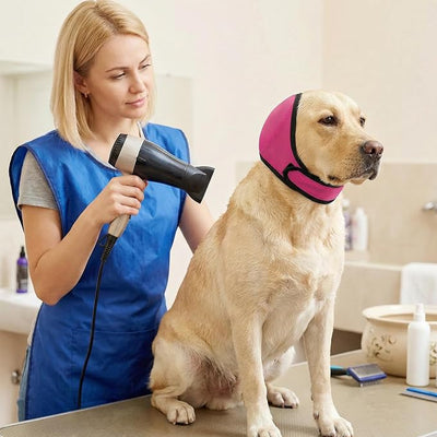 Dog Ear Muffs & No-Shake Ear Wrap – Waterproof Calming Hoodie for Thunder,Swimming, Bath & Noise Anxiety Relief | Quick-Dry Dog Head Wrap for Aural Hematoma Prevention, Grooming, Fireworks, Vet Visits