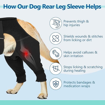 Dog Rear Leg Sleeve to Stop Licking, Breathable Anti-Slip Recovery Sleeve Pants for Wound Protection After ACL/TPLO Surgery, Hot Spots, Lick Granulomas–Cone Alternative for Leg Healing,XS
