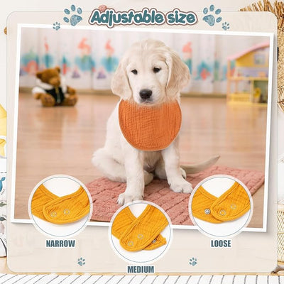 Shinylin 10 Pcs Muslin Cotton Square Dog Bandanas Reversible Pet Bibs Scarf Dog Scarves with Two Snaps Apparel Accessories Kerchief for Small to Medium Puppy Cat(Fresh Color)