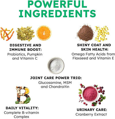 Dog Vitamins and Supplements - 150 Dog Multivitamin Chewable - Immune, Joint Support, Skin, Gut Health + Packed with Omega 3s, Glucosamine & Probiotics - Safe for Puppy - Chicken
