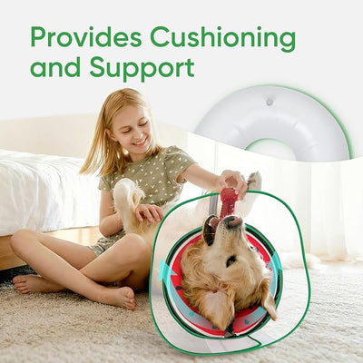 Supet Raised Inflatable Dog Cone After Surgery - Adjustable Recovery Donut Collar with Removable Shield to Stop Licking Wounds & Protect Stitches - Soft Dog Cone Alternative for Dogs (Watermelon,M)