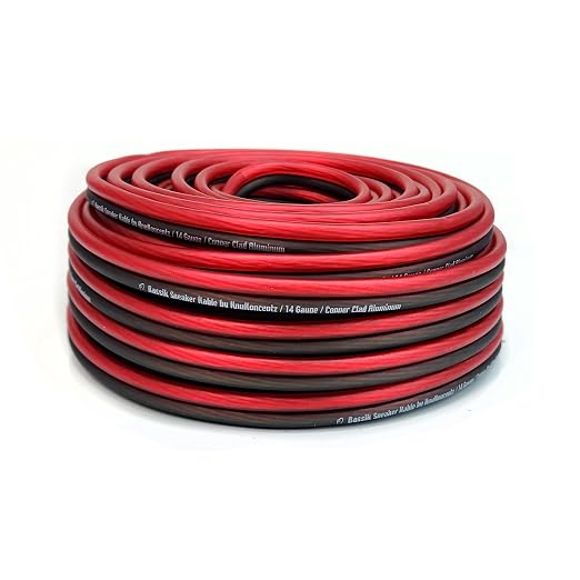 KnuKonceptz Bassik 14 Gauge AWG Speaker Wire Cable with Soft Touch Ultra Flex PVC for Home Theater Speakers and Car Audio - Red/Black 100 Feet