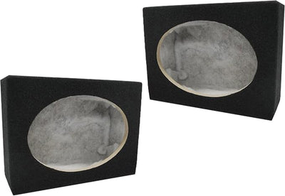 Absolute USA 2SQ6X9+ Car Audio Custom Pair 6" x 9" Sealed Square Black Enclosure Unloaded Speaker Box with Speaker Terminal