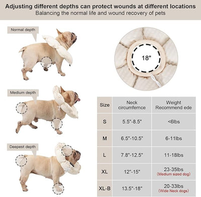 H HIDREAM Dog Cone Collar Stress-Free Recovery Cone Alternative: Adjustable Depth & Diameter for Wide-Neck Dogs (Pugs, Bulldogs, Bullies) Egg White XL-B