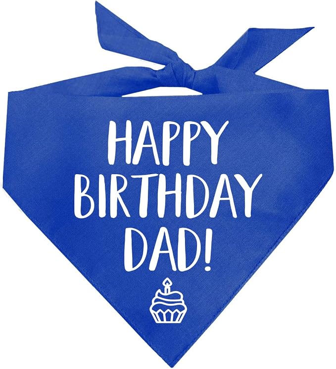 Happy Birthday Dad! Dog Bandana | 100% Cotton Adjustable Triangle | Made in USA | Birthday Party Supplies | Outfit Prop Photoshoot |Royal, X-Small (171)
