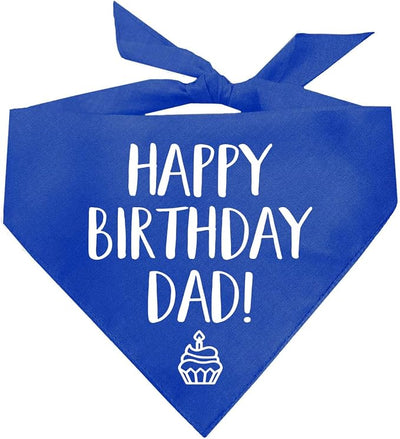 Happy Birthday Dad! Dog Bandana | 100% Cotton Adjustable Triangle | Made in USA | Birthday Party Supplies | Outfit Prop Photoshoot |Royal, X-Small (171)