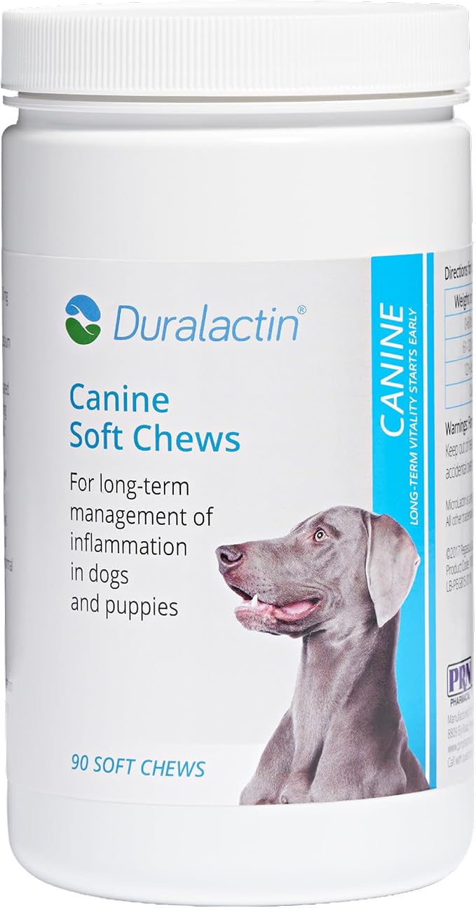 PRN Pharmacal Duralactin Canine Soft Chews - Joint Health Supplement for Dogs & Puppies - Supplement with Dried Milk Protein - 90 Count