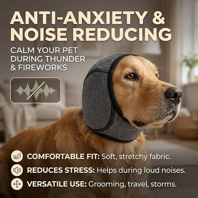 Zenpup Noise Cancelling Ear Wrap, Dog No Shake Ear Muffs Noise Protection Firework Thunder Vacuum, Comfortable Quiet Dogs Calming Hoodie, Adjustable for Grooming Bathing & Swimming (Rosered, Large)