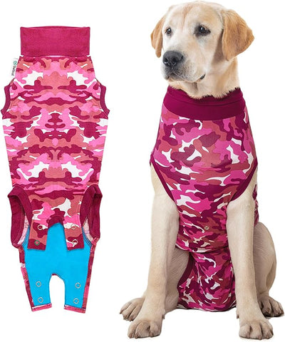 Suitical Recovery Suit for Dogs - Spay & Neutering Dog Surgery Recovery Suit for Male or Female - Soft Fabric for Skin Conditions - L, Neck to Tail 26.4-29.9 Inch, Chest 31-42 Inch - Pink Camouflage