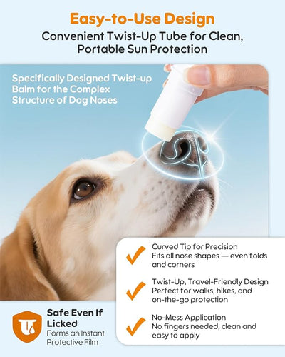 Dog Nose Sunscreen Balm SPF 25 – Natural, Lick-Safe Sun Protection with Shea Butter & Sea Buckthorn – Moisturizes & Shields Sensitive Noses – Fragrance-Free