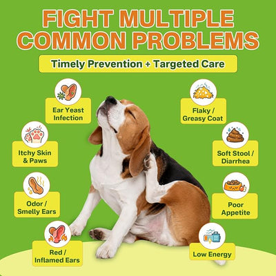 puyrzoe Natural Yeast Infection Treatment for Dogs, Itchy Ears, Skin, Paws & Allergy Relief, Yeast Treatment for Dogs, Supports Gut & Immune Health, Reduces Itching, Irritation & Inflammation, 60ml