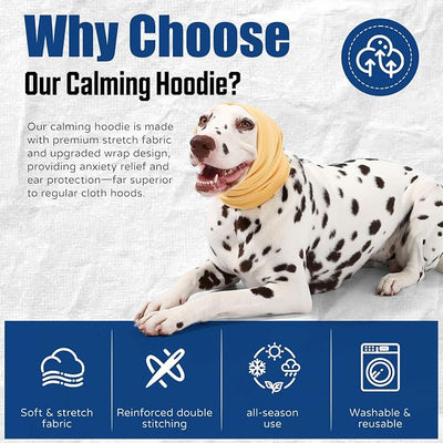 Dog Calming Hoodie Quiet Head Cover Sleeves Anxiety Relief/Noise Protection - Grooming - Thunder - Fireworks