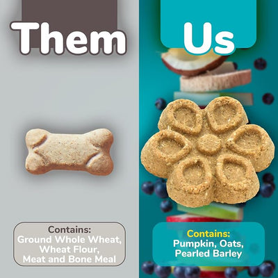 Fruitables Biggies Soft & Chewy Dog Treats Variety Pack, 16 oz Bags Pack of 4 | Peanut Butter Banana and Almond Butter Coconut Dog Treats | Soft Natural Reward Snacks Made with Real Ingredients