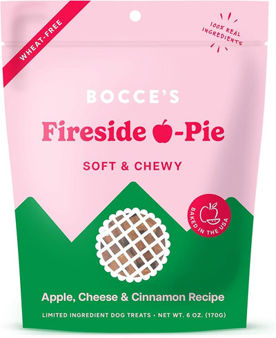 Bocce's Bakery Fireside Apple Pie Treats for Dogs, Wheat-Free Everyday Dog Treats, Made with Real Ingredients, Baked in The USA, Natural Soft & Chewy Cookies, Apples, Cheese & Cinnamon, 6 oz