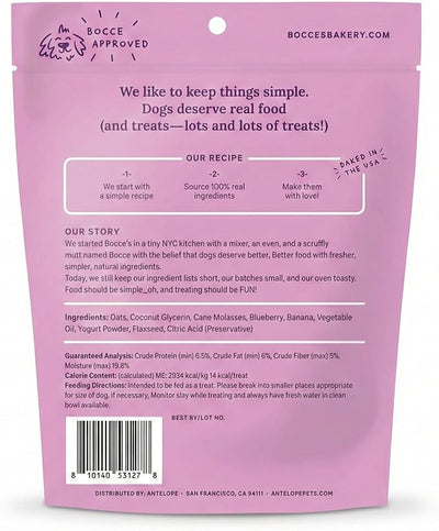 Bocce's Bakery Berry Bliss Smoothie Dog Treat Bundle – Natural, Wheat-Free Soft & Chewy Cookies Made with Real Ingredients and Baked in The USA – Blueberry, Banana & Yogurt Recipe (2 Pack)