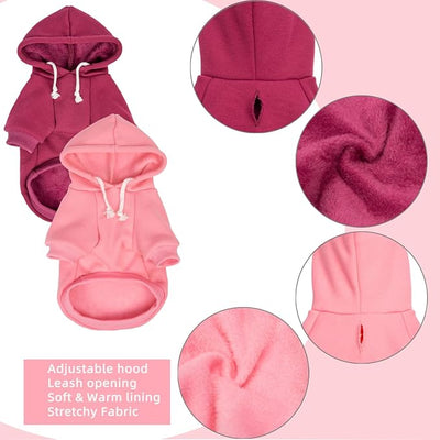 2-Pack Dog Hooded Sweaters & Jackets - Soft Dog Clothes Hoodie for Small/Medium/Large Dogs & Cats | All-Season Comfort & Fit, Stylish Pet Shirts Apparel & Accessories (Pink, Purple, XX-Large)
