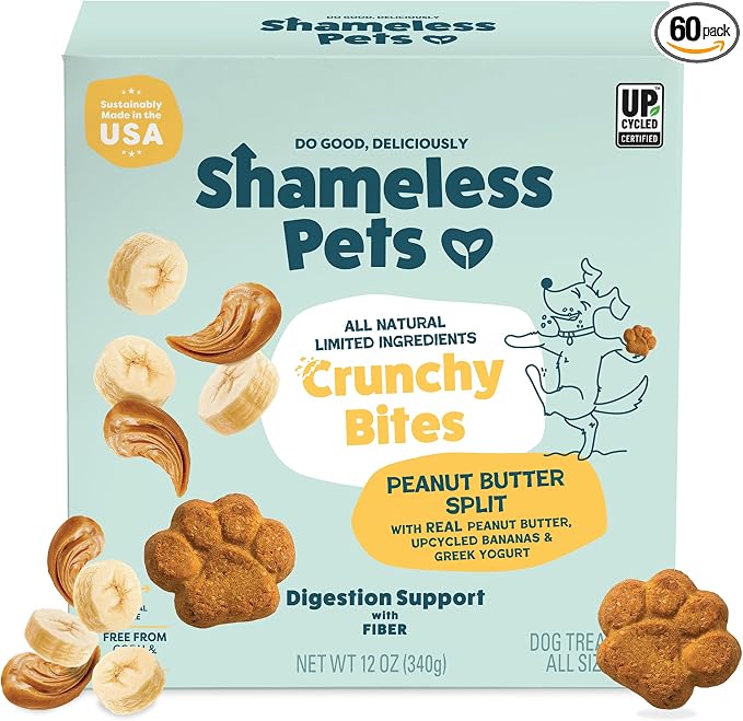 Shameless Pets Crunchy Dog Treats - Peanut Butter Split, 12oz - Healthy Dog Biscuits & Cookies Treats for Medium, and Large Dogs - Made in The USA - Free from Corn & Soy